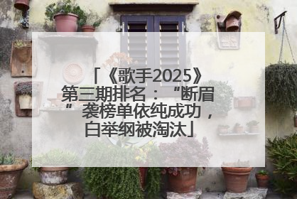 《歌手2025》第三期排名：“断眉”袭榜单依纯成功，白举纲被淘汰