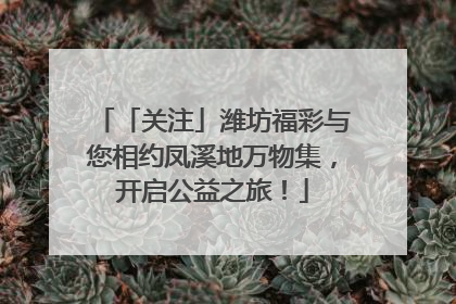「关注」潍坊福彩与您相约凤溪地万物集，开启公益之旅！