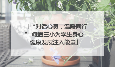 “对话心灵，温暖同行” 峨眉三小为学生身心健康发展注入能量