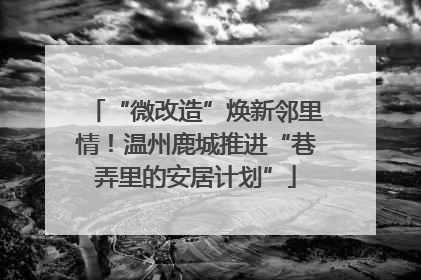 “微改造”焕新邻里情！温州鹿城推进“巷弄里的安居计划”