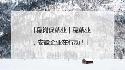 稳岗促就业｜稳就业，安徽企业在行动！