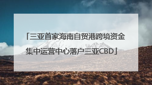 三亚首家海南自贸港跨境资金集中运营中心落户三亚CBD