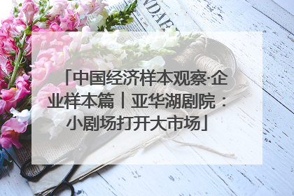 中国经济样本观察·企业样本篇︱亚华湖剧院：小剧场打开大市场