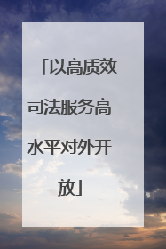 以高质效司法服务高水平对外开放