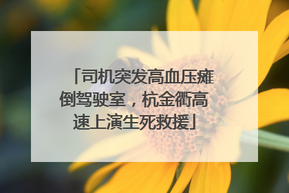 司机突发高血压瘫倒驾驶室，杭金衢高速上演生死救援