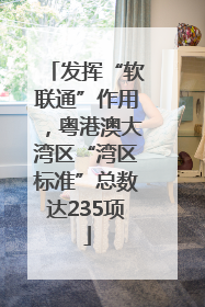 发挥“软联通”作用，粤港澳大湾区“湾区标准”总数达235项