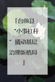 台前县：“小事杠杆”撬动基层治理新格局