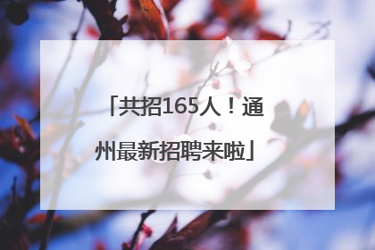 共招165人！通州最新招聘来啦
