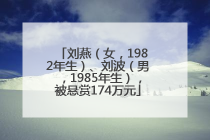 刘燕（女，1982年生）、刘波（男，1985年生），被悬赏174万元