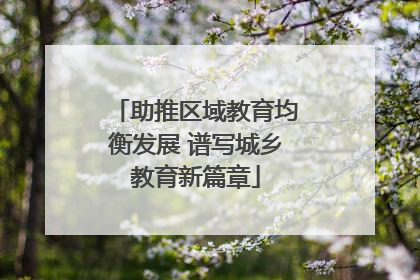 助推区域教育均衡发展 谱写城乡教育新篇章