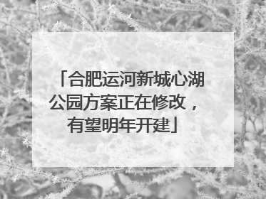 合肥运河新城心湖公园方案正在修改，有望明年开建