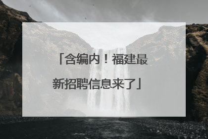 含编内！福建最新招聘信息来了