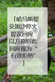 哈马斯提交加沙停火提议回应 以方称将此回应视为“有效拒绝”