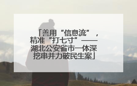 善用“信息流”，精准“打七寸”——湖北公安省市一体深挖串并力破民生案
