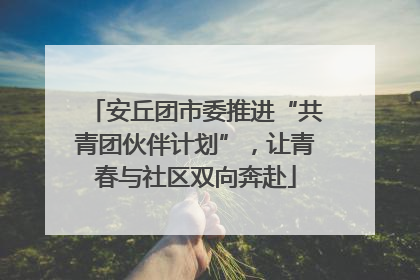 安丘团市委推进“共青团伙伴计划”，让青春与社区双向奔赴
