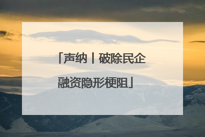 声纳丨破除民企融资隐形梗阻