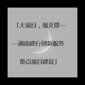 大项目，强支撑——湖南建行创新服务重点项目建设