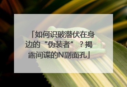 如何识破潜伏在身边的“伪装者”？揭露间谍的N副面孔
