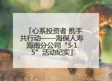 心系投资者 携手共行动——海保人寿海南分公司“5·15”活动纪实