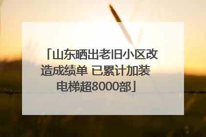 山东晒出老旧小区改造成绩单 已累计加装电梯超8000部