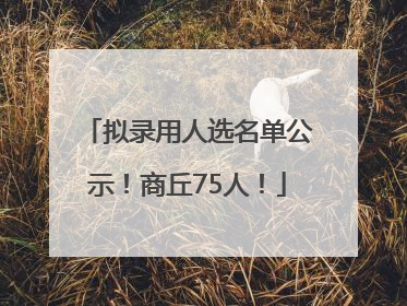 拟录用人选名单公示！商丘75人！