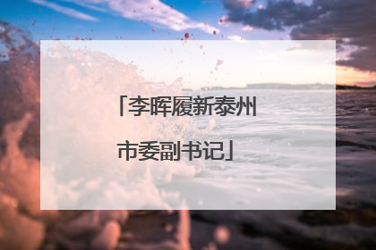 李晖履新泰州市委副书记