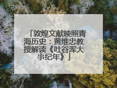 敦煌文献映照青海历史：黄维忠教授解读《吐谷浑大事纪年》