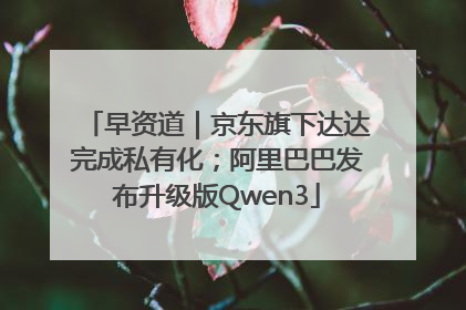 早资道｜京东旗下达达完成私有化；阿里巴巴发布升级版Qwen3