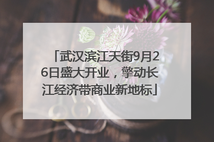 武汉滨江天街9月26日盛大开业，擎动长江经济带商业新地标