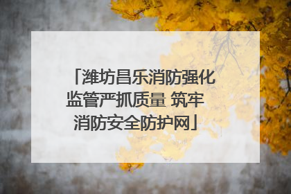 潍坊昌乐消防强化监管严抓质量 筑牢消防安全防护网