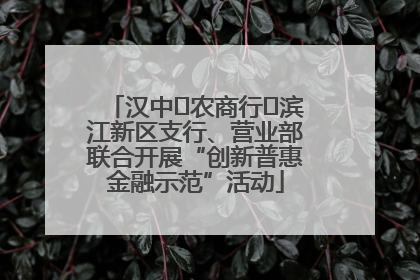 汉中‬农商行‬滨江新区支行、营业部联合开展“创新普惠金融示范”活动