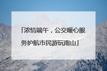 浓情端午，公交暖心服务护航市民游玩南山
