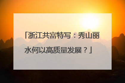 浙江共富特写：秀山丽水何以高质量发展？