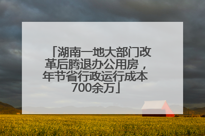湖南一地大部门改革后腾退办公用房，年节省行政运行成本700余万