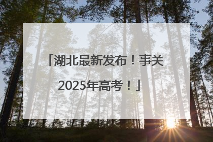 湖北最新发布！事关2025年高考！
