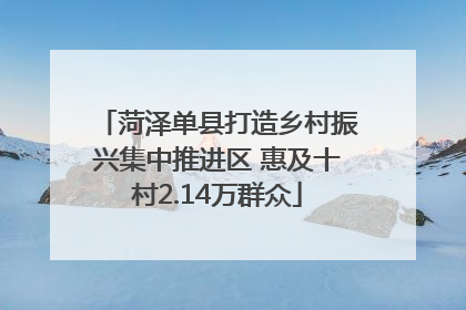 菏泽单县打造乡村振兴集中推进区 惠及十村2.14万群众