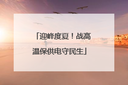 迎峰度夏！战高温保供电守民生