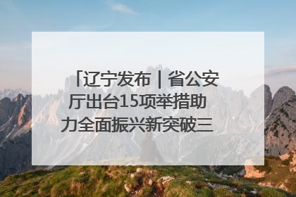 辽宁发布｜省公安厅出台15项举措助力全面振兴新突破三年行动决胜之战