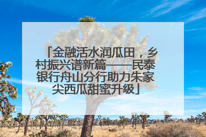 金融活水润瓜田，乡村振兴谱新篇——民泰银行舟山分行助力朱家尖西瓜甜蜜升级