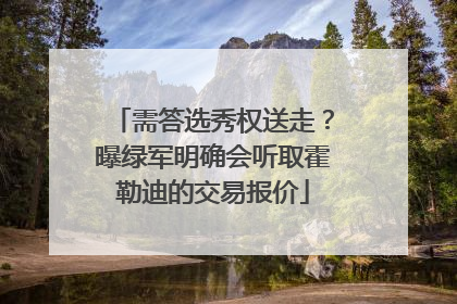 需答选秀权送走？曝绿军明确会听取霍勒迪的交易报价