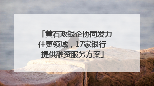 黄石政银企协同发力住更领域，17家银行提供融资服务方案